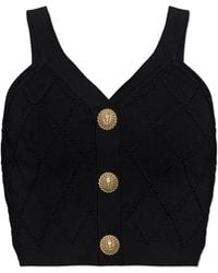 Balmain - Short Off-Shoulder Top - Lyst