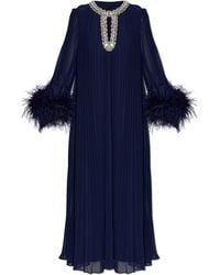Self-Portrait - Pleated Dress With Shimmering Crystals - Lyst