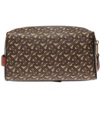 Burberry Patterned Wash Bag Unisex Brown