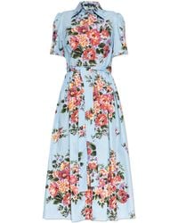 Dolce & Gabbana - Cotton Dress With Floral Motif - Lyst
