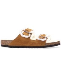 Birkenstock - Tan Regular Shearlingsuede Arizona Fur Sandals - Lyst