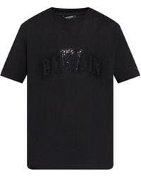 Balmain - T-Shirt With Shimmering Appliqués - Lyst