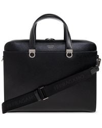 Ferragamo - Leather Briefcase With Logo - Lyst