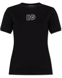 Dolce & Gabbana - T-Shirt With Embroidered Logo - Lyst