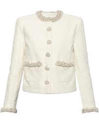 Self-Portrait - Textured Denim Jacket - Lyst