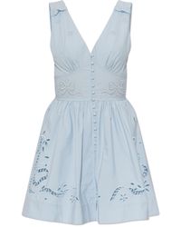 Self-Portrait - Short Dress With Openwork Pattern - Lyst