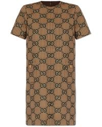 Gucci - Monogram-pattern Wool Mini Dress - Lyst
