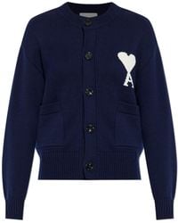 Ami Paris - Cardigan With Logo - Lyst