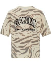 Ganni - Top With Animal Motif - Lyst