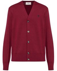 Ami Paris - Cardigan With Embroidered Logo - Lyst