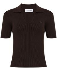 Lacoste - Ribbed Polo Shirt With Logo Patch - Lyst