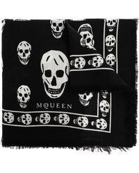 McQueen - Wool Scarf With Skull Motif - Lyst