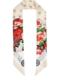Moschino - Silk Scarf With Floral Motif - Lyst