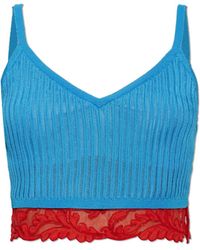 Versace - Short Top With Lace Trim - Lyst