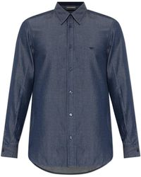 Emporio Armani - Shirt With Embroidered Logo - Lyst