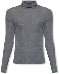 Saint Laurent - Wool Turtleneck Sweater With Logo - Lyst