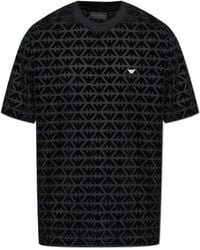Emporio Armani - Monogram T-Shirt With A Velvety Finish - Lyst