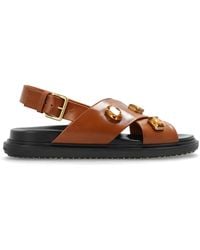 Marni - Leather Sandals With Shimmering Embellishments - Lyst