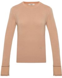 Chloé - Wool Top With Embroidered Logo - Lyst