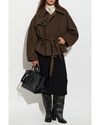 Lemaire - Short Double-Breasted Coat With Belt - Lyst