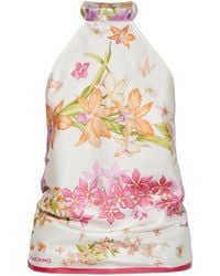 Ferragamo - Silk Top With Open Back - Lyst