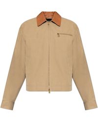 Versace - Jacket With A Leather Collar - Lyst