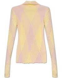 Burberry - Turtleneck Sweater With Argyle Pattern, - Lyst