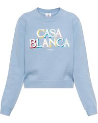 CASABLANCA - Sweater With A Colorfully Embroidered Logo - Lyst