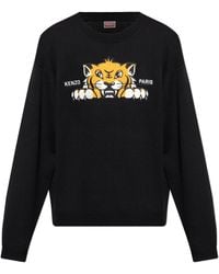 KENZO - Sweater With A Colorfully Embroidered Logo - Lyst