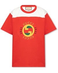 Gucci - Logo Printed Cotton T Shirt - Lyst