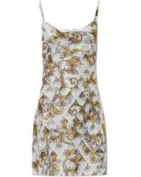 Versace Jeans Couture - Sequin Dress With Barocco Pattern - Lyst