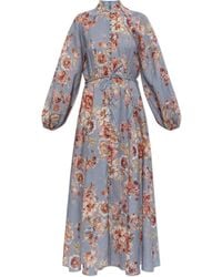 Zimmermann - Linen Dress With Floral Motif - Lyst