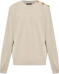 Balmain - Sweater With Snap Fastening On The Shoulder - Lyst