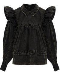 Ganni - Top With Ruffles - Lyst