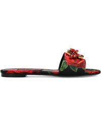 Dolce & Gabbana - Floral Motif Slides - Lyst