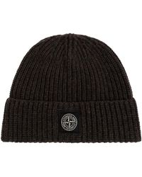 Stone Island - Wool Beanie With Patch - Lyst