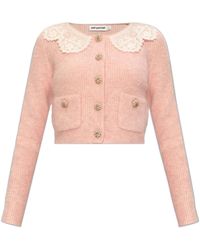 Self-Portrait - Cardigan With Lace Collar - Lyst