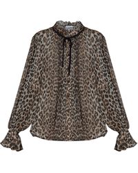 Ganni - Transparent Leopard Print Shirt - Lyst