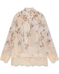 Zimmermann - Loose-Fit Top With Lace Inserts - Lyst