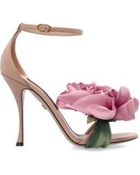 Dolce & Gabbana - Heeled Sandals With Floral Motif - Lyst