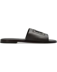 Dolce & Gabbana - Leather Slides With Logo - Lyst