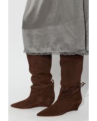Odissi - Suede Wedge-Heeled Boots - Lyst