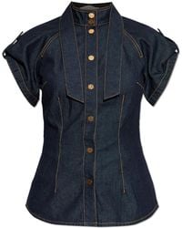 Zimmermann - Denim Shirt With Short Sleeves - Lyst