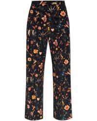 R13 - Velvet Trousers With Floral Motif - Lyst