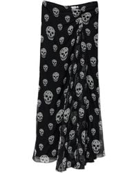 McQueen - Silk Skirt With Monogram - Lyst