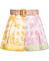 Zimmermann Shorts With Belt - Multicolour