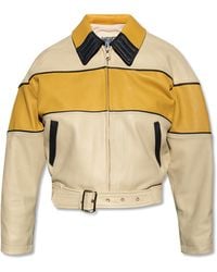 DIESEL Leather Jacket With Belt - Yellow