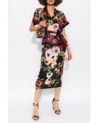Dolce & Gabbana - Silk Skirt With Floral Motif, - Lyst