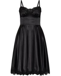 Dolce & Gabbana - Silk Dress With Lace Accents - Lyst