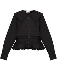 Ganni - Top With Ruffles - Lyst